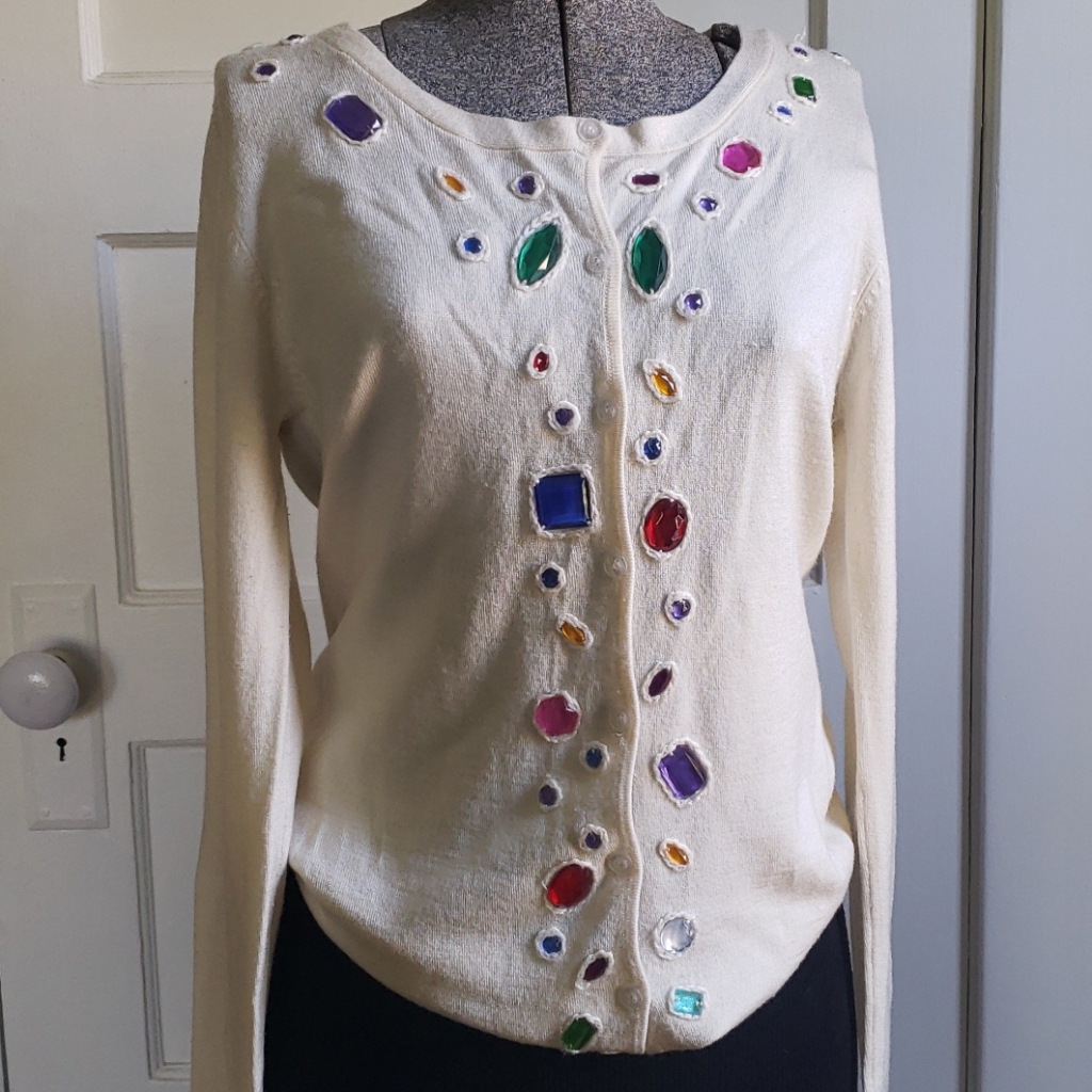 Vtg Jeweled Cardigan